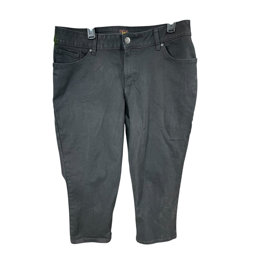 Lee Black Denim Capris Womens 18W Petite Cropped Stretch Jeans 103087101